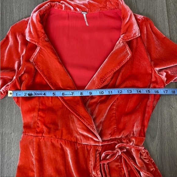 Free People Viola Velvet Romper In Red/Pink Size Small - Picture 3 of 5